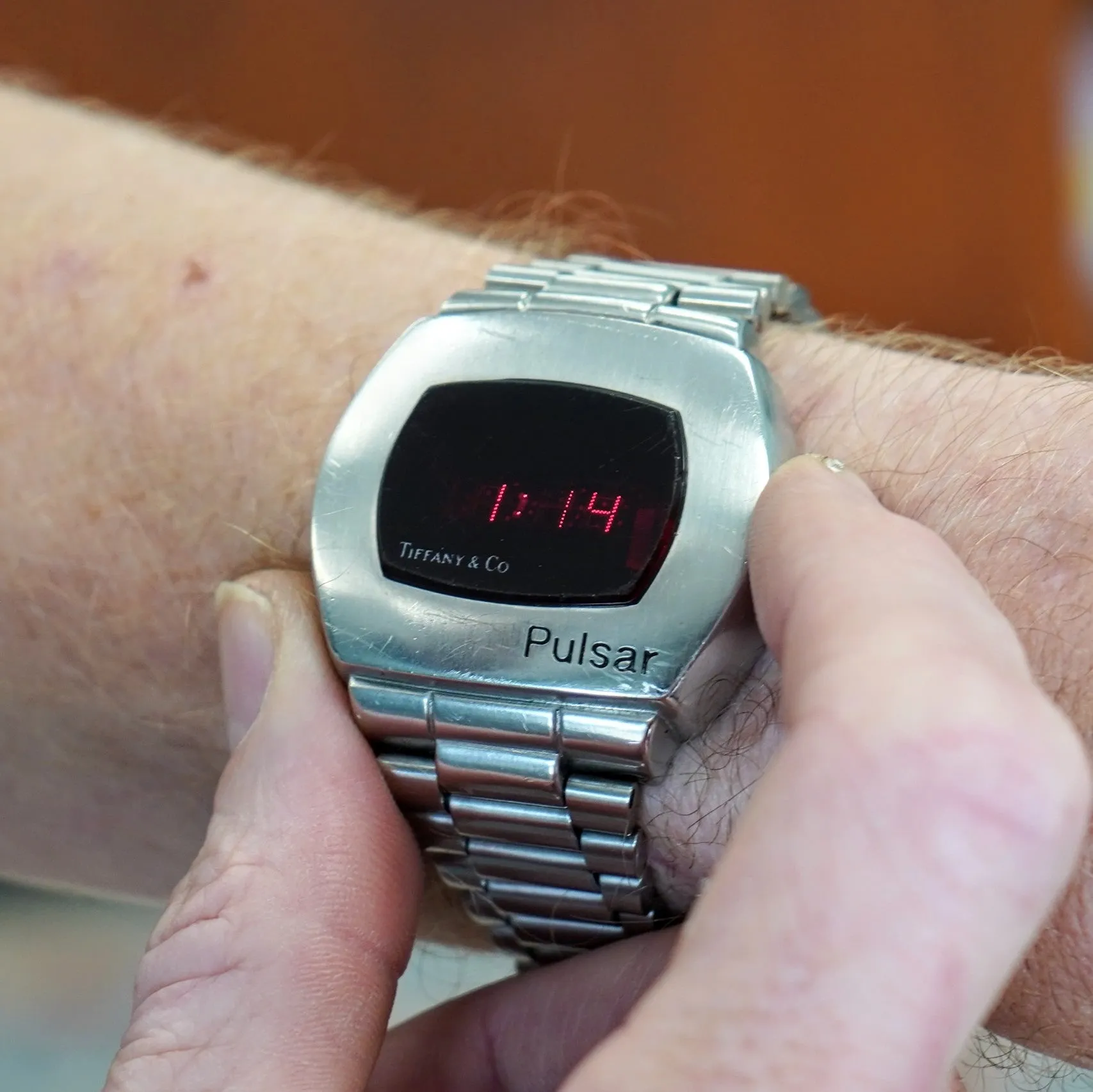 Vintage PULSAR Tiffany & Co. LED Digital Watch - ALL S.S. Original Pulsar Bracelet