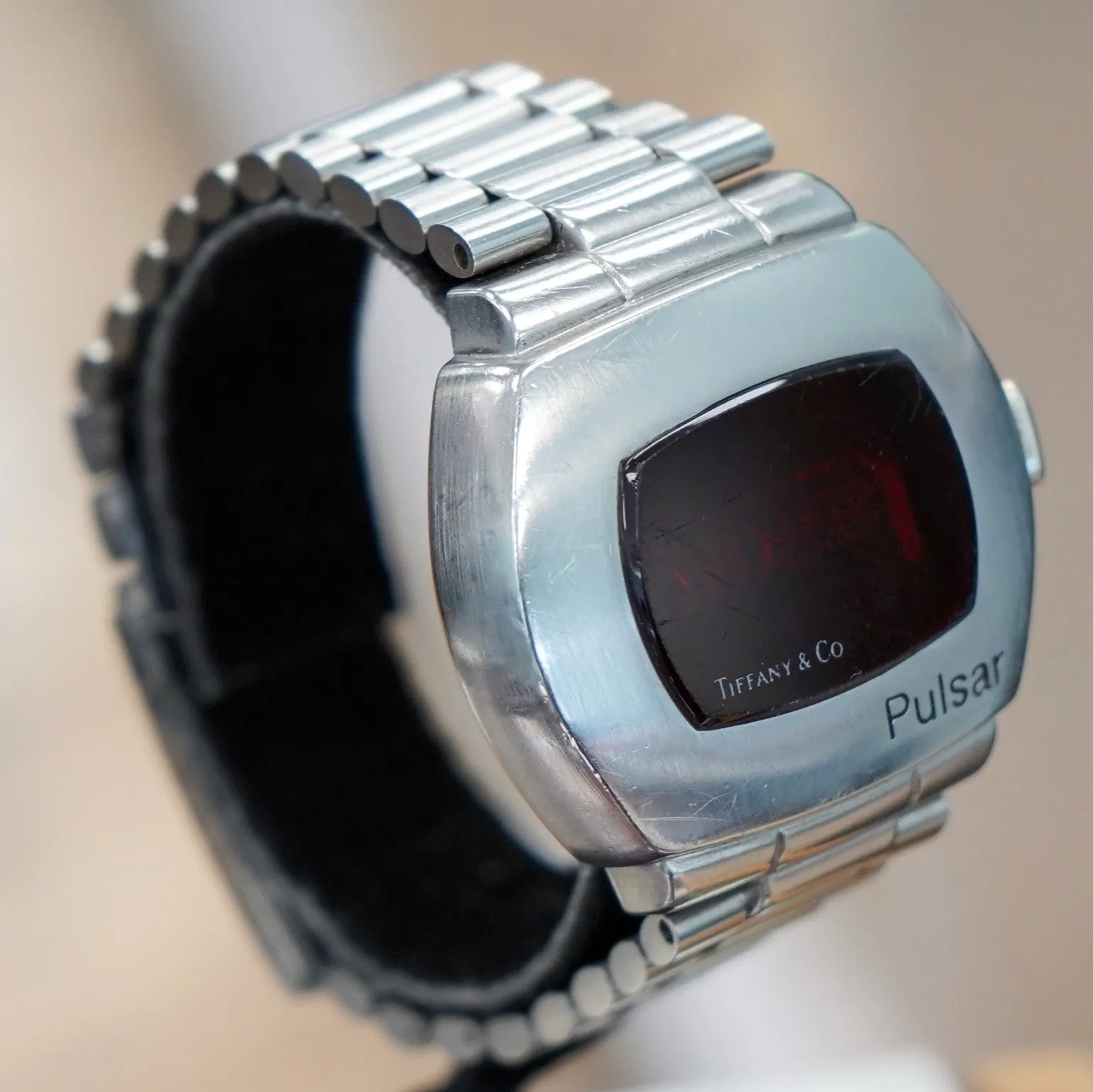 Vintage PULSAR Tiffany & Co. LED Digital Watch - ALL S.S. Original Pulsar Bracelet