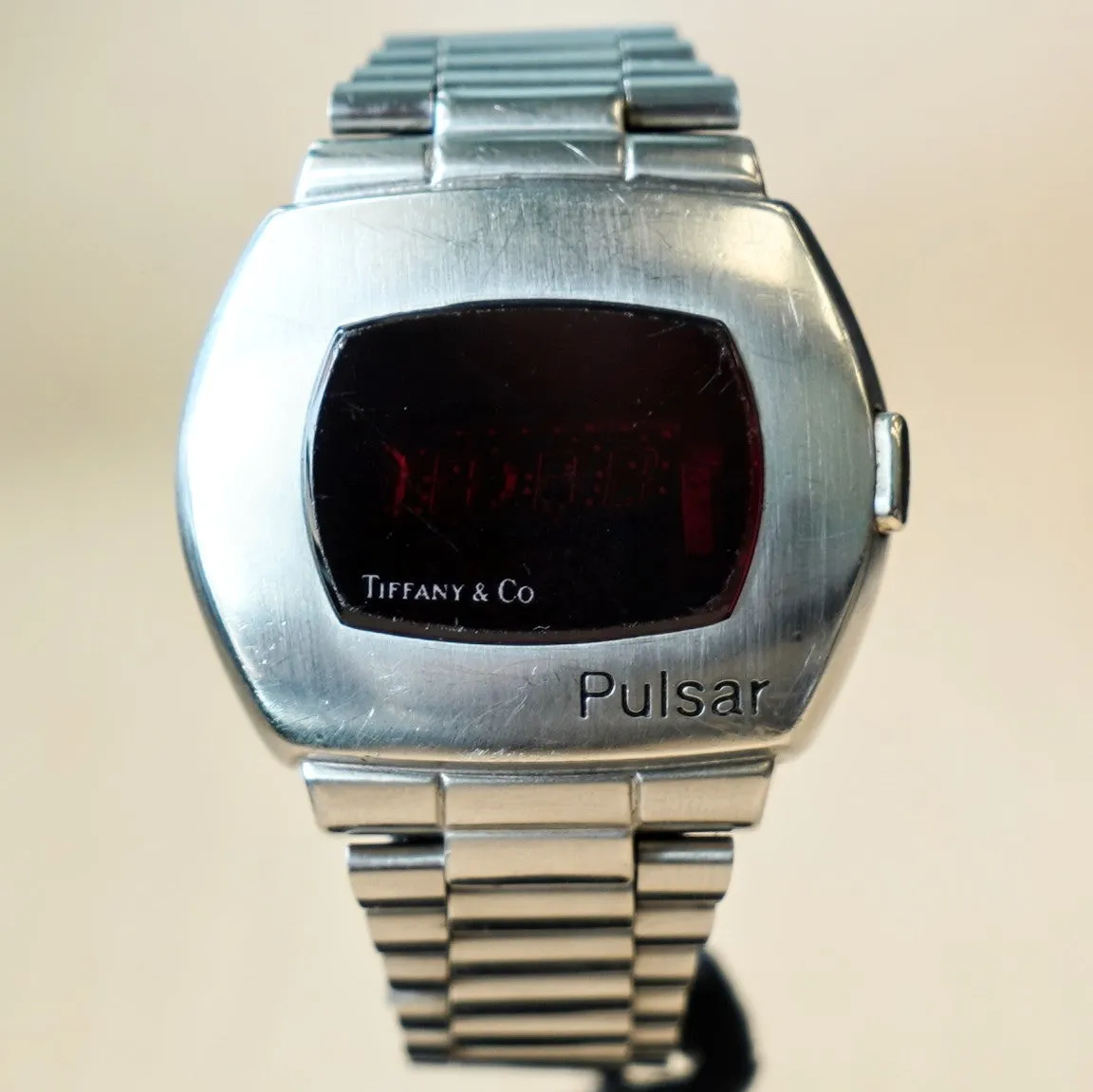 Vintage PULSAR Tiffany & Co. LED Digital Watch - ALL S.S. Original Pulsar Bracelet