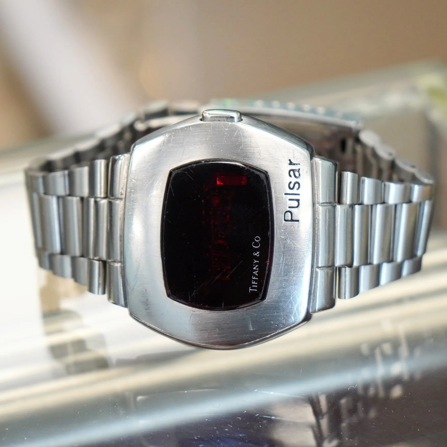 Vintage PULSAR Tiffany & Co. LED Digital Watch - ALL S.S. Original Pulsar Bracelet
