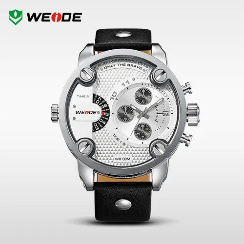 WEIDE Men Sports Watch Luxury Brand Japan Quartz Movement 30m Waterproof Analog Leather Strap Sport Watches