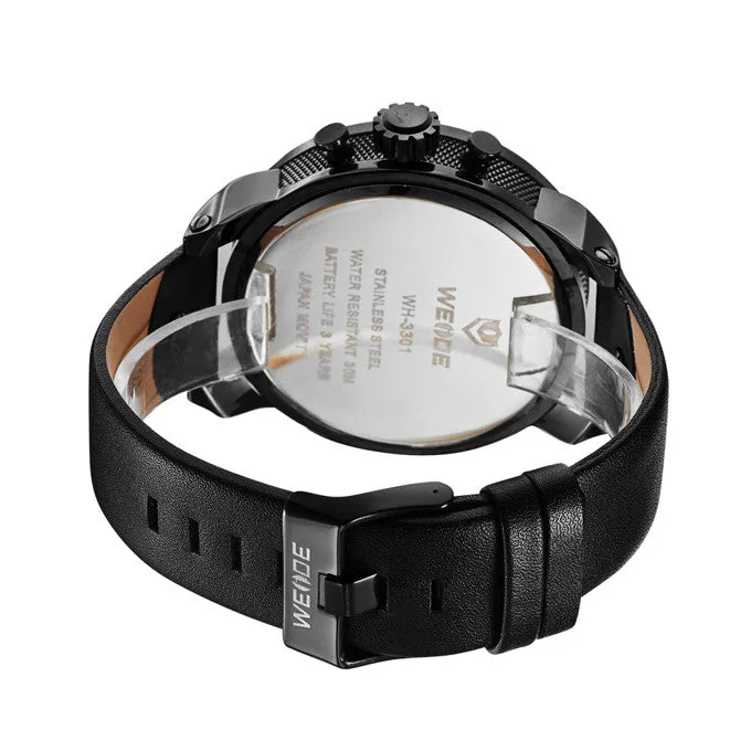 WEIDE Men Sports Watch Luxury Brand Japan Quartz Movement 30m Waterproof Analog Leather Strap Sport Watches