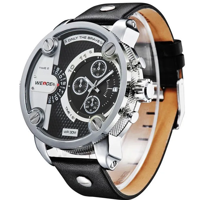 WEIDE Men Sports Watch Luxury Brand Japan Quartz Movement 30m Waterproof Analog Leather Strap Sport Watches