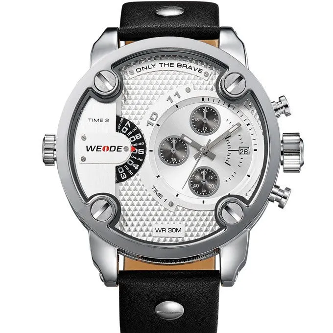 WEIDE Men Sports Watch Luxury Brand Japan Quartz Movement 30m Waterproof Analog Leather Strap Sport Watches