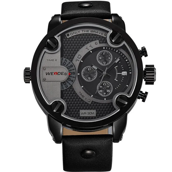 WEIDE Men Sports Watch Luxury Brand Japan Quartz Movement 30m Waterproof Analog Leather Strap Sport Watches