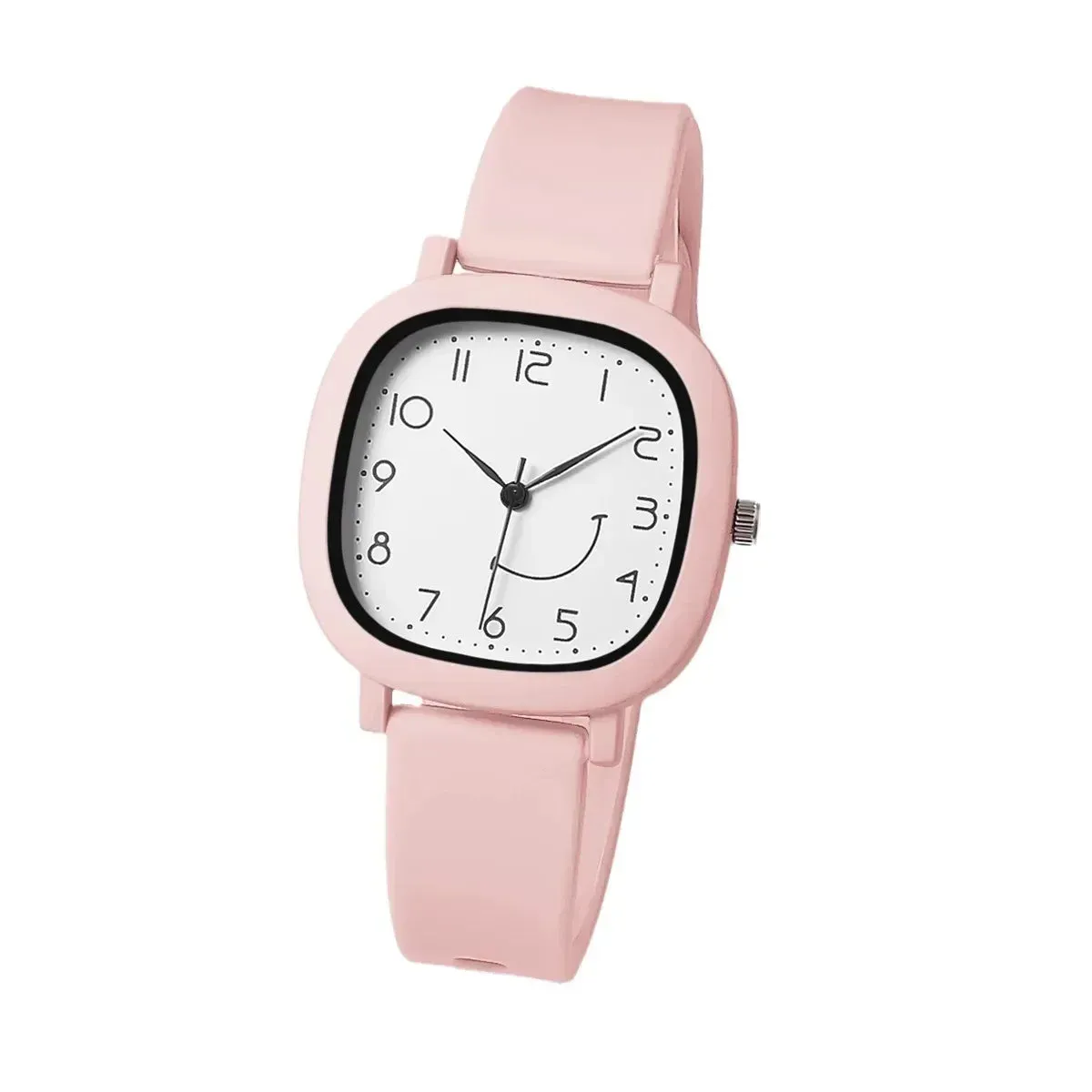 Women Quartz Jelly Silicone Strap Sports Watch with Smile Dial