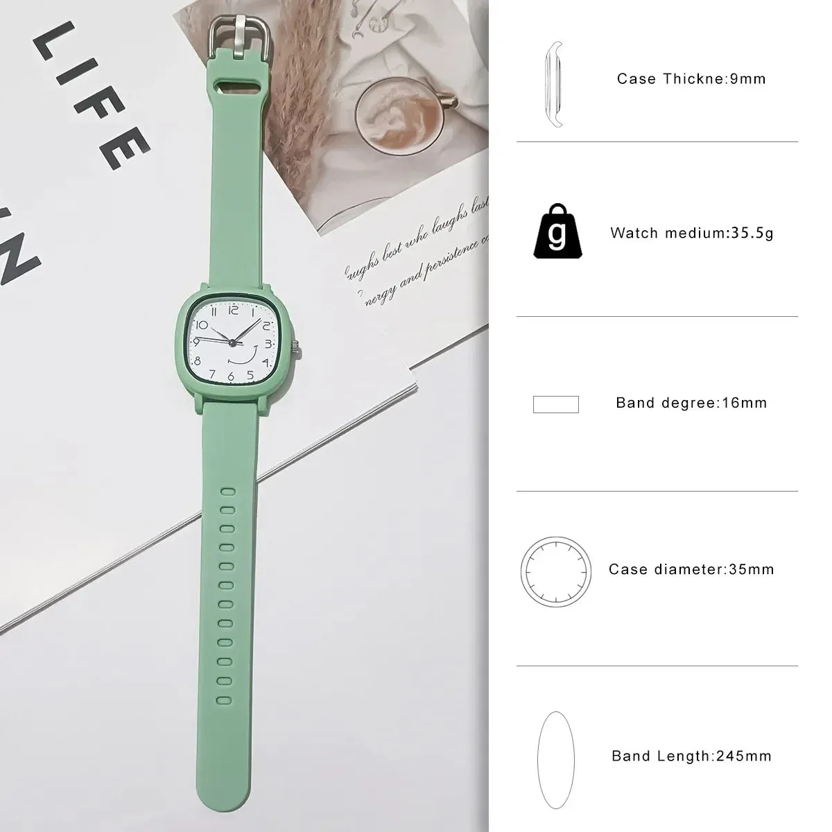 Women Quartz Jelly Silicone Strap Sports Watch with Smile Dial