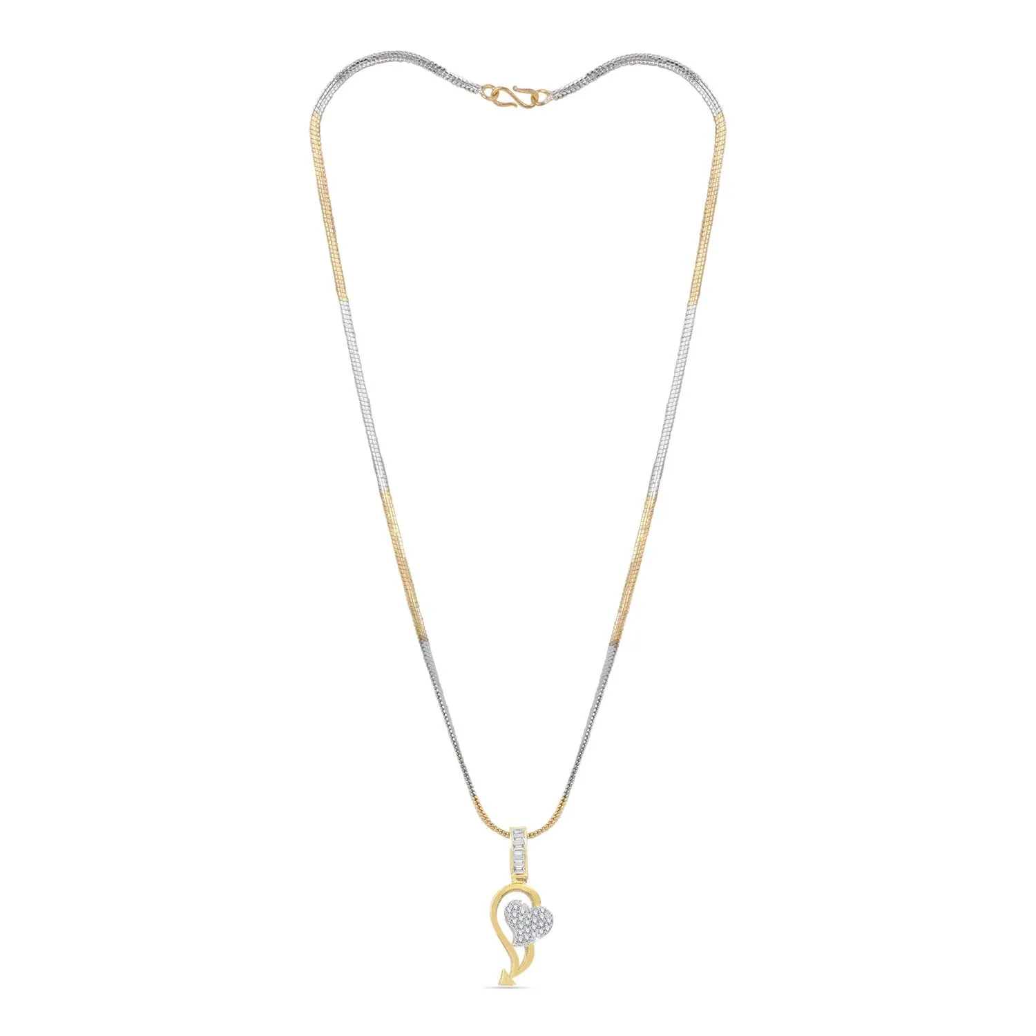 Yellow Chimes American Diamond Pendant Set for Women Gold Plated High Grade Authentic White Heart AD Jewellery Pendant Set for Women and Girls